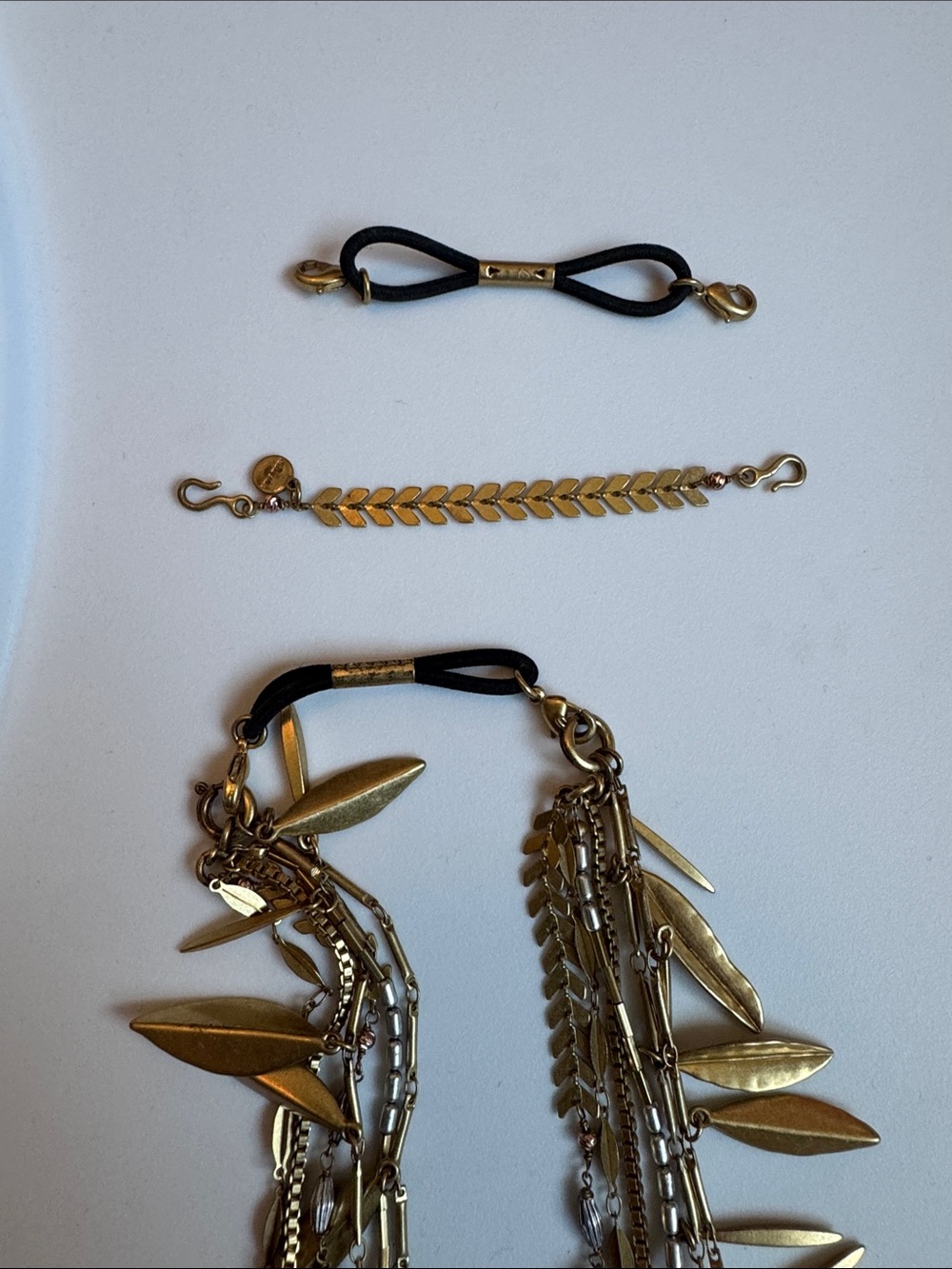 Stella & Dot Gold Layered Leaf Charm Necklace - Picture 3 of 6